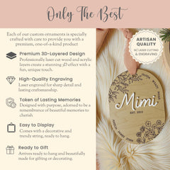 Gift For Mimi Laser Engraved Ornament