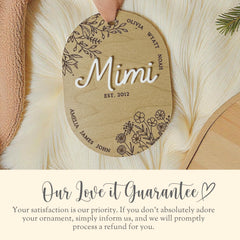 Personalized Mimi Ornament Gift For Mimi Laser Engraved Ornament Mothers Day Gift From Grandkids Grandmother Keepsake 3D Grandkids Name Year
