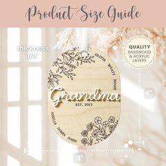 Grandma ornament product size guide