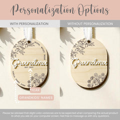 Grandma ornament personalization options