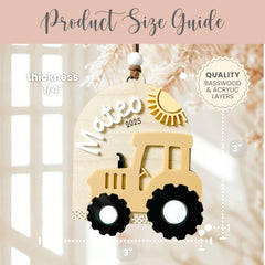 Boy tractor ornament product size guide