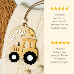 Boy tractor ornament