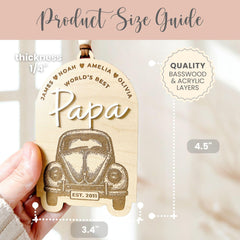 Papa Ornament product size guide