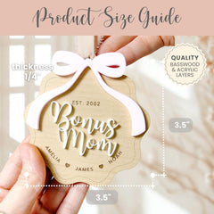 Bonus mom ornament product size guide