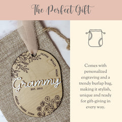 Personalized Grammy Ornament Gift For Grandmother Ornament Laser Engraved Mothers Day Gift From Grandkid Grammy Keepsake Grandkids Name 3D