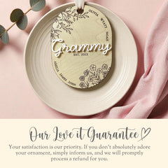 Personalized Grammy Ornament Gift For Grandmother Ornament Laser Engraved Mothers Day Gift From Grandkid Grammy Keepsake Grandkids Name 3D