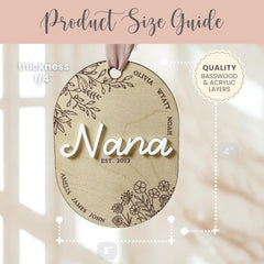 Custom Nana Ornament Gift for Nana Laser Engraved Ornament Mothers Day Gift From Grandkids Grandmother Ornament Keepsake Grandkids Name 3D