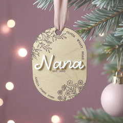 Custom Nana Ornament Gift for Nana Laser Engraved Ornament Mothers Day Gift From Grandkids Grandmother Ornament Keepsake Grandkids Name 3D
