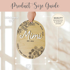 Personalized Mimi Ornament Gift For Mimi Laser Engraved Ornament Mothers Day Gift From Grandkids Grandmother Keepsake 3D Grandkids Name Year