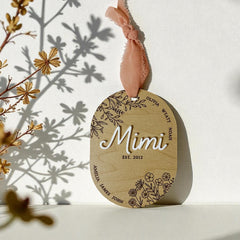 Personalized Mimi Ornament Gift For Mimi Laser Engraved Ornament Mothers Day Gift From Grandkids Grandmother Keepsake 3D Grandkids Name Year