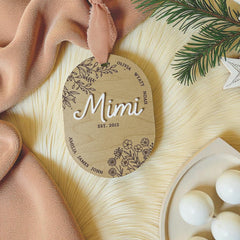 Personalized Mimi Ornament Gift For Mimi Laser Engraved Ornament Mothers Day Gift From Grandkids Grandmother Keepsake 3D Grandkids Name Year