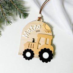 Personalized Boy Tractor Ornament Gift for Toddler Boy Tractor Laser Engraved Ornament Birthday Gift Baby Boy Tractor Keepsake 3D With Name
