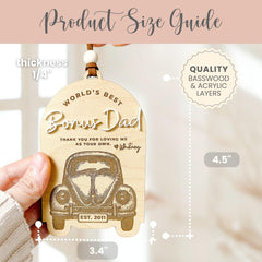 Bonus Dad Ornament product size guide
