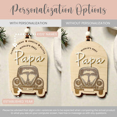 Papa Ornament personalization options