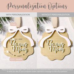 Bonus mom ornament personalization options