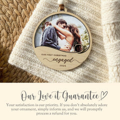 Custom Engagement Photo Ornament Gift for Couple Engaged Photo Ornament Laser Engraved Engagement Gift Picture Engaged Keepsake Name Date