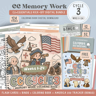 CC Cycle 3 Coloring Book Essentials Bundle Gift for CC Student Back to School Gift Cycle 3 Homeschool Memory Worksheet History Printable PDF