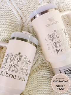 Personalized Librarian Tumbler With Straw