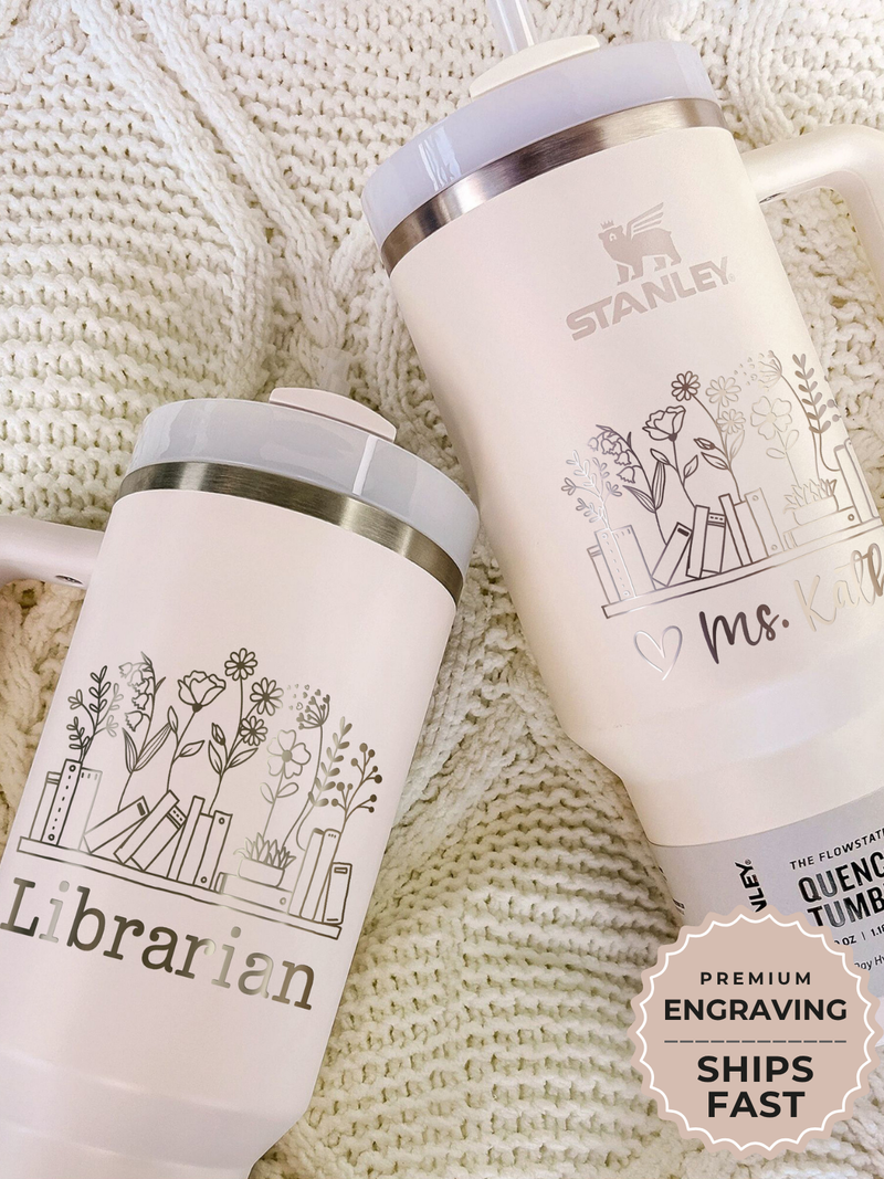 Personalized Librarian Tumbler With Straw