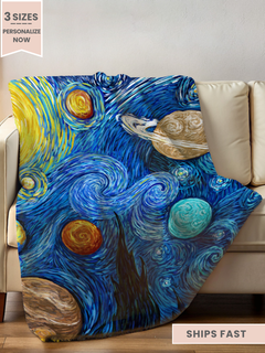 Personalized Cycle 2 Van Gogh Planets Minky Blanket