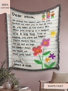 Personalized Mom Letter Woven Blanket