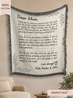 Personalized Mom Letter Woven Blanket