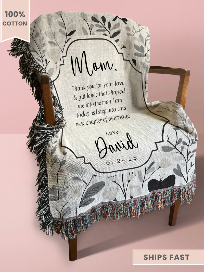 Personalized Mother of the Groom Woven Blanket