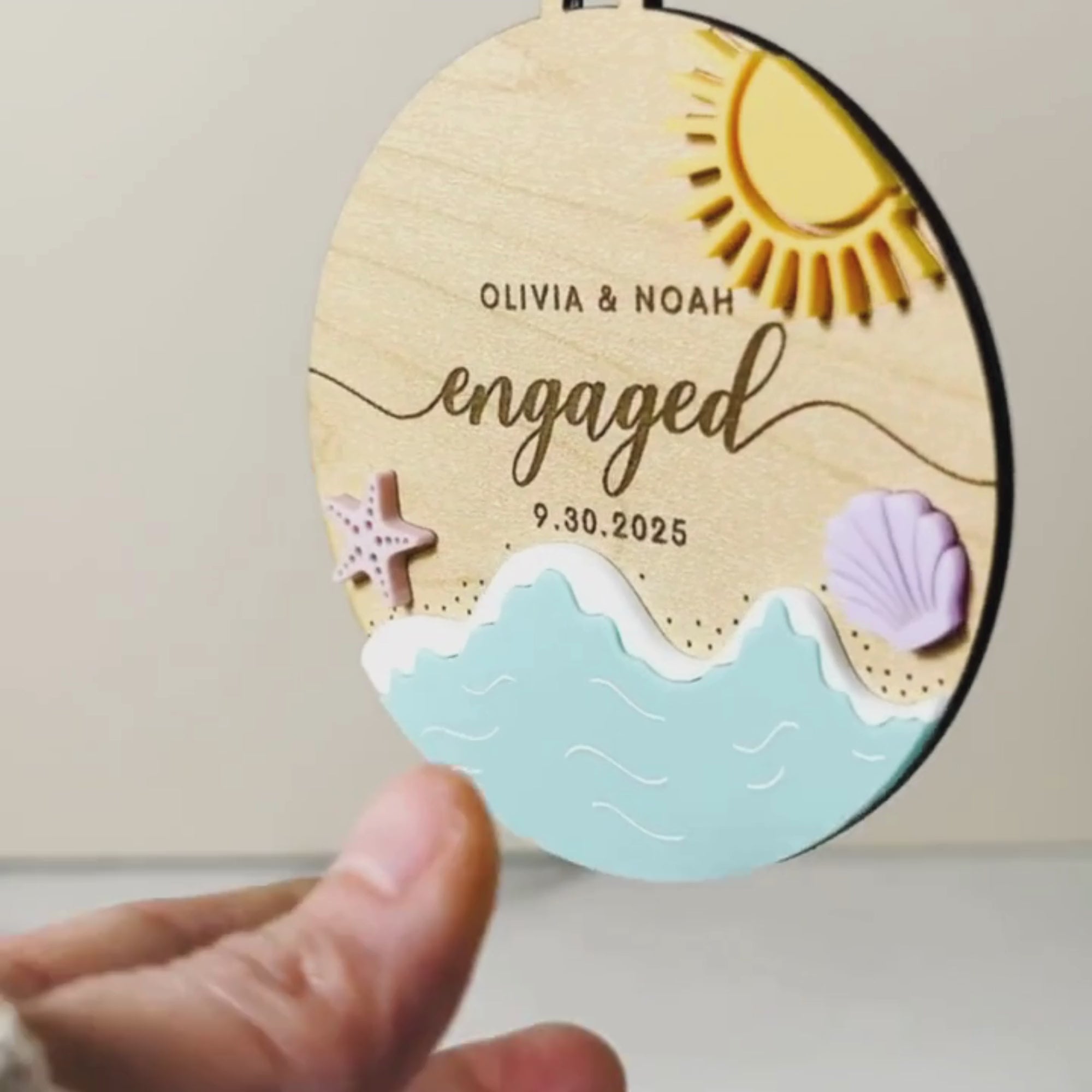 Personalized Engaged Beach Ornament