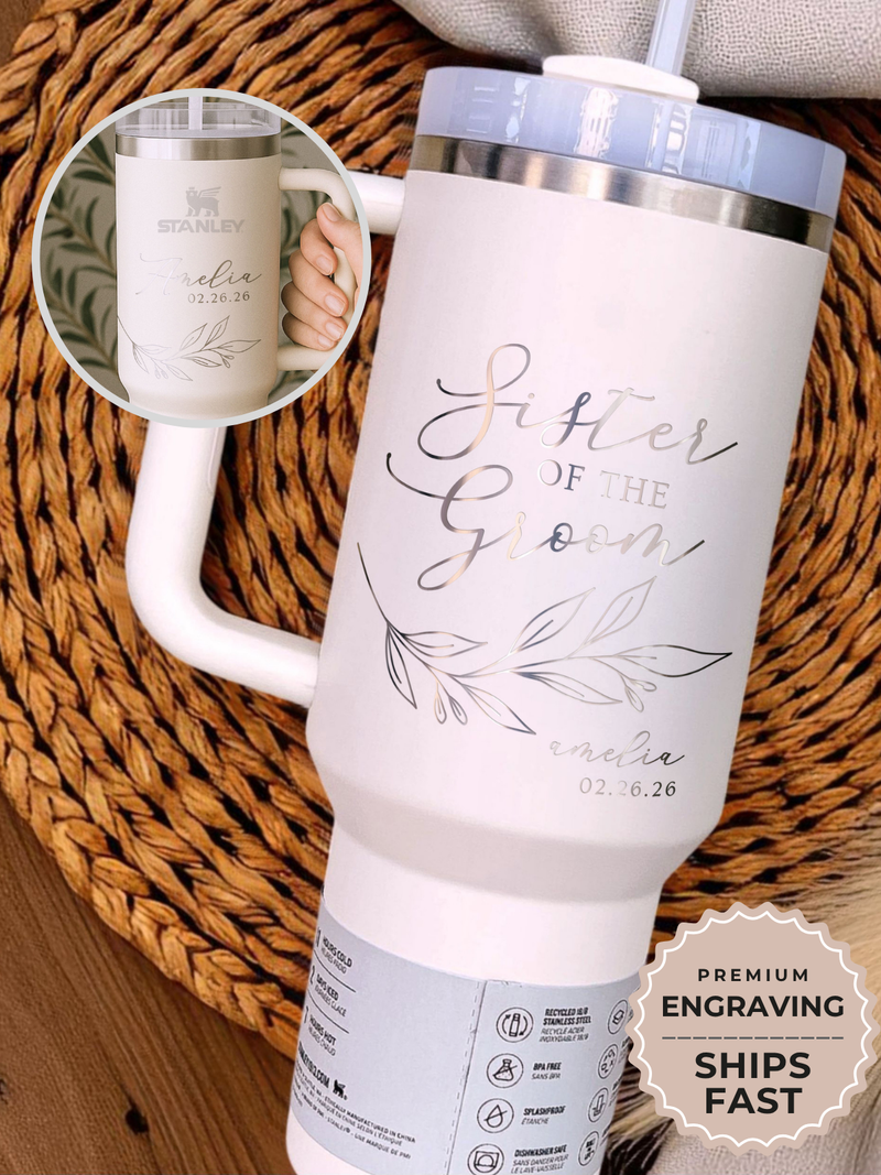 Personalized Sister of the Groom Tumbler