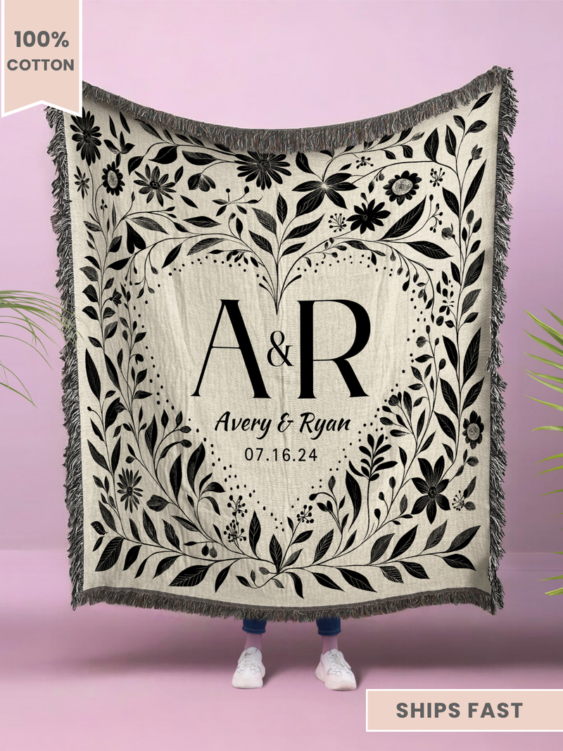 Personalized Wedding Woven Blanket