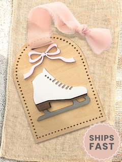 Personalized Wooden Ice Skate Bag Tag