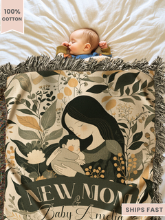 Personalized New Mom Woven Blanket